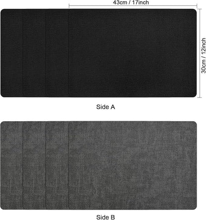 Myir JUN Placemats Set of 8, Dual Sided Faux Leather Placemats Place Mats Set of 8 Indoor for Dining Table Non-Slip Washable Heat Resistant Outdoor Table Mats (Set of 8, Black Gray)