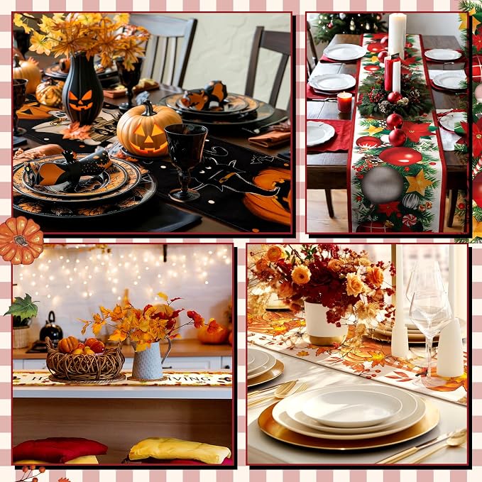 LemonRoad 8 Pcs Holiday Table Runner Seasonal Farmhouse Table Decor 72 Inches - Image 3