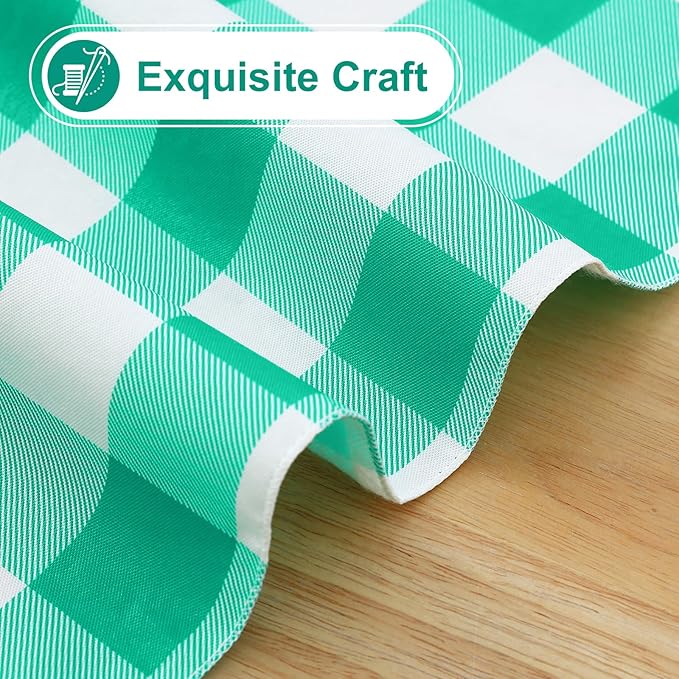 misaya Rectangle Waterproof Vinyl Table Cloth, Buffalo Flannel Backed Tablecloth, Wipeable Plastic Table Cover for Dinner, Kitchen, Outdoor (60" x 120", Green and White)