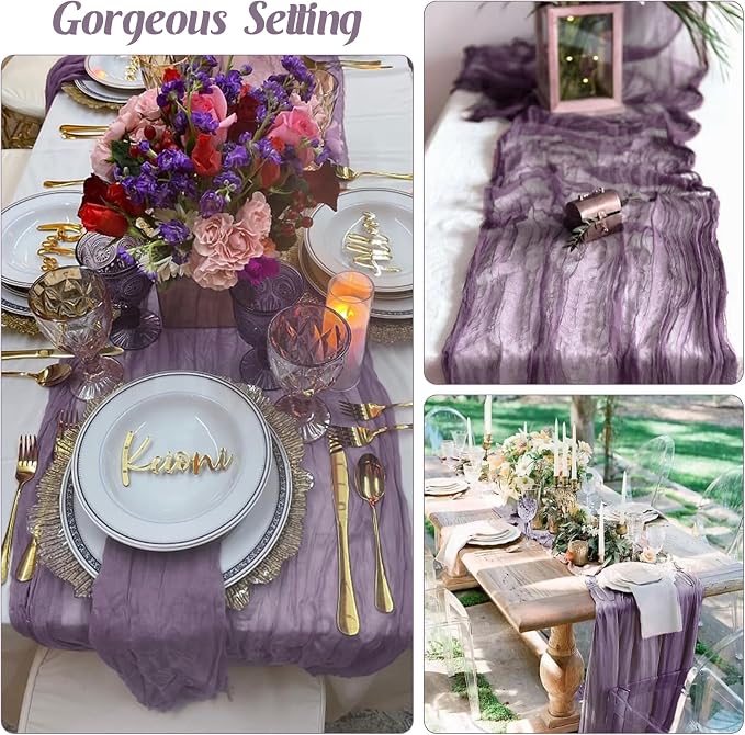 Grape 10FT Cheesecloth Table Runner Boho Gauze Fabric Table Runner Rustic Sheer - Image 6