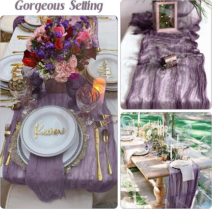 Grape 10FT Cheesecloth Table Runner Boho Gauze Fabric Table Runner Rustic Sheer - Image 6