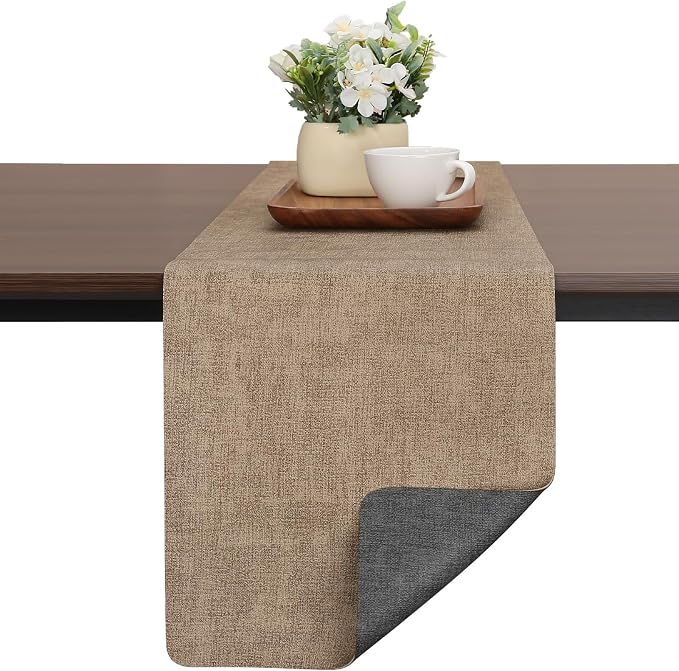 Table Runners 72 Inch Long, Dual-Sided Faux Leather Table Runner | Waterproof by Chitomars