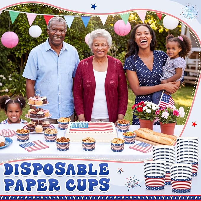 Potchen 50 Pack 9 oz Patriotic Paper Bowls Disposable Soup Bowls 4th of July - Image 5