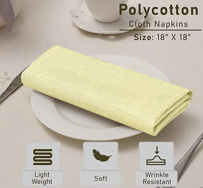 Ruvanti Cloth Napkins Set of 12, 18x18 Reusable Napkins Cloth Washable, Soft & Durable Table Napkin, Poly Cotton Fabric Dinner Napkins for Parties, Christmas, Thanksgiving, Weddings - Cream