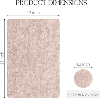 MOSAYT Faux Leather Placemats Set of 4, Heat Resistant Vinyl Place Mats with Coasters, Wipeable Washable Waterproof Oil Proof Table Mats for Kitchen Dining Indoor Outdoor, 12" x 17", Pink