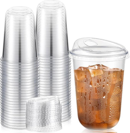 Ziliny 50 Sets Clear Plastic Coffee Cups by Ziliny