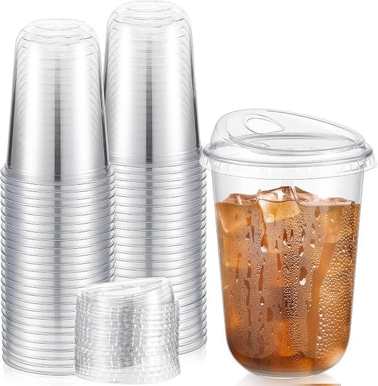 Ziliny 50 Sets Clear Plastic Coffee Cups by Ziliny