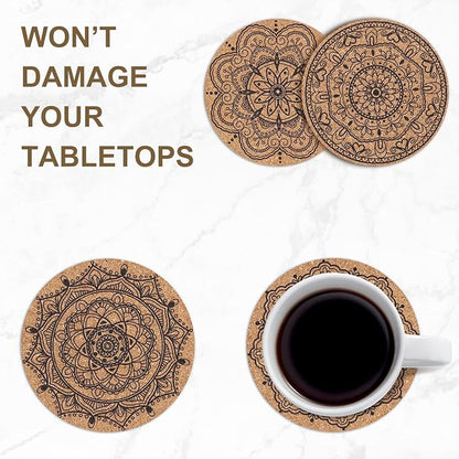 Cork Coasters for Drinks Absorbent Non Slip 12pcs 4 Inch India | Coaster for - Image 3