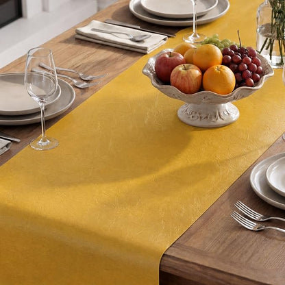 Artoid Mode Yellow Double Sided Vinyl Faux Leather Table Runner, Seasonal - Image 8