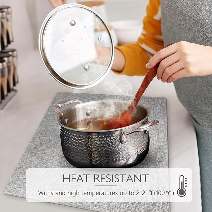 Faux Leather Placemats Set of 8 Washable PU Table mats for Kitchen Table - Heat Resistant, Waterproof, Easy Clean, Anti Slip 11.8" x 17" (Light Grey-8 Pack)