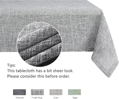 maxmill Flaxy Faux Linen Table Cloth with 2-Tone Slubby Texture Wrinkle Free Anti-Shrink Soft Tablecloth for Kitchen Dining Tabletop Outdoor and Indoor Use Rectangle 60 x 104 Inch Light Gray