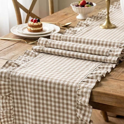 Eternal Beauty 14x72 Gingham Ruffle Table Runner - Image 8