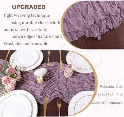 Purple Cheesecloth Table Runner 13.3FT Long Boho Gauze Sheer Fabric Table - Image 5