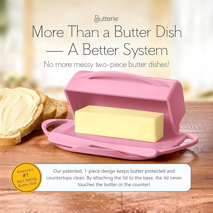 Flip Top Butter Dish with Attached Lid & Matching Knife, 2 Pack - Image 2
