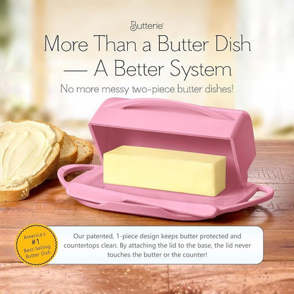 Flip Top Butter Dish with Attached Lid & Matching Knife, 2 Pack - Image 2