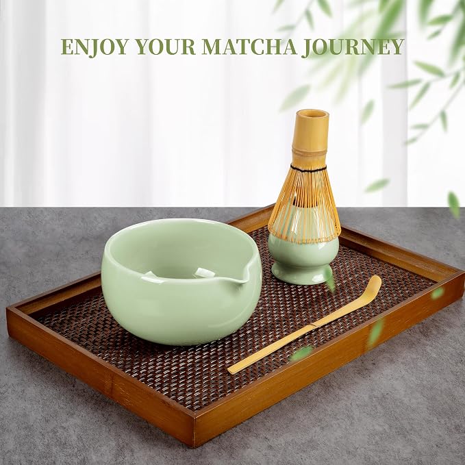 YIBO Matcha Whisk Set, Matcha Kit Bamboo Whisk and Ceramic Bowl - Image 7