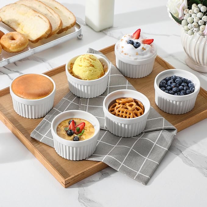 MALACASA Ramekins 6 oz Oven Safe, Porcelain Creme Brulee Ramekins Pudding - Image 5