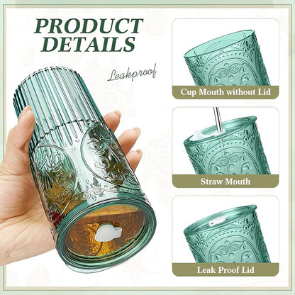4 Set 20oz Vintage Plastic Tumbler - Image 3