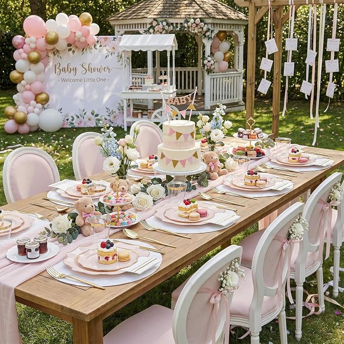 350Pcs Pink Plastic Plates - Image 7