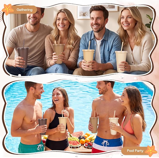 24 Pack Plastic Tumblers with Lids and Straws, Reusable Cups with Lids Plastic - Image 7