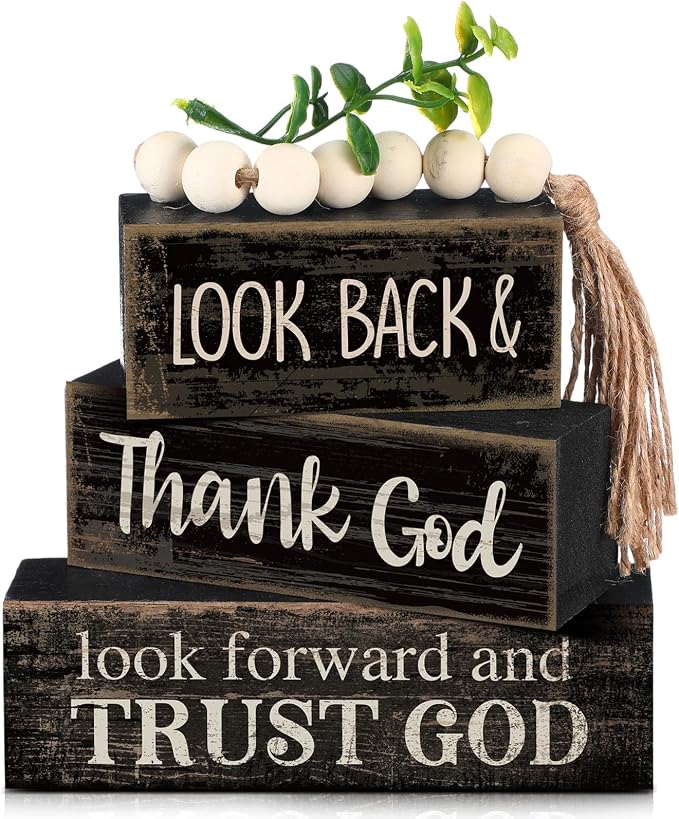 Moucuny 4 Pcs Farmhouse Table Decor Inspirational Wooden Signs Rustic by Moucuny