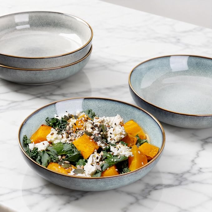 AmorArc 8.5’’ Ceramic Pasta Bowls Set of 4, 36oz Large Stoneware Bowls Set | - Image 5