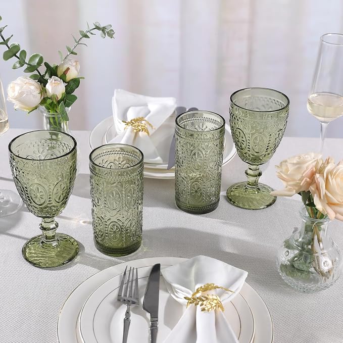 abrwyy Green Glassware, Vintage Drinking Glasses, 12oz Highball Glasses | - Image 6