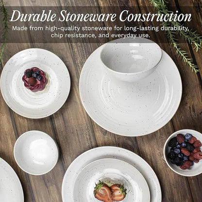 Sango Siterra 16-Piece Rustic White Stoneware Dinnerware Set – Service - Image 5