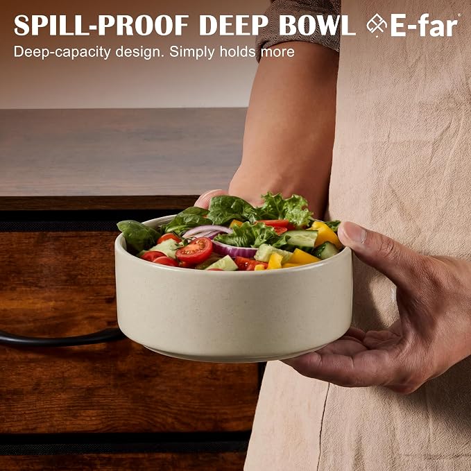 E-far Cereal Bowls Set of 4, 25oz Ceramic Deep Soup Bowls - Image 4