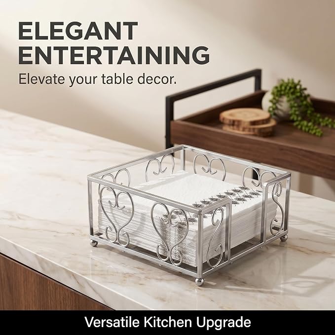 Cocktail Napkin Holder for 5x5 Napkins, Flat Square Caddy, Table | Cocktail - Image 2