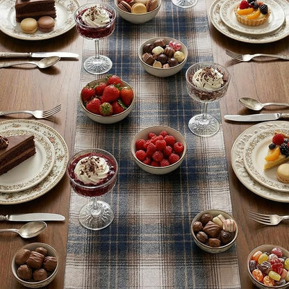 Artoid Mode Dark Blue Brown Farmhouse Plaid Table Runner, Winter Rustic Holiday - Image 4