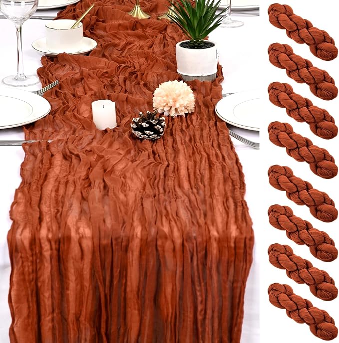 8 Pack Terracotta Cheesecloth Table Runner 17x108 inch Boho Gauze Cheese Cloth by Unknown