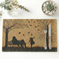 DaDalogy Farmhouse Rustic Dining Placemats - Set of 4 Tapestry Woven Cotton Halloween Kitchen Table Mats Fall Silhouette Decor - Family Cozy Cabin Orange Tan Black Decorative - 13” x 19”