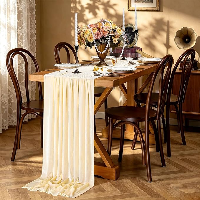Beige Velvet Table Runner 29 x 120 Inch Luxury Farmhouse Tabletop | 10ft Long - Image 4