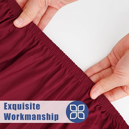 Spandex 6 Foot Rectangle Table Cloth 2 Pack, Elastic Fitted Tablecloths for Picnic, Stretch Washable Patio Table Cover for Outdoor, Camping, Banquet and Parties (Wine Red, 30"x72")