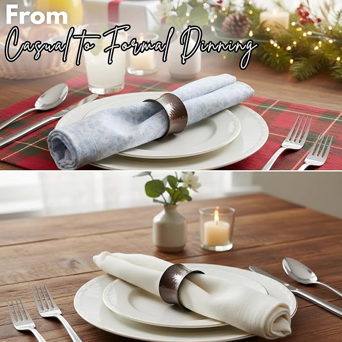 Decorative Metal Drum Napkin Rings Set of 12 - Image 4