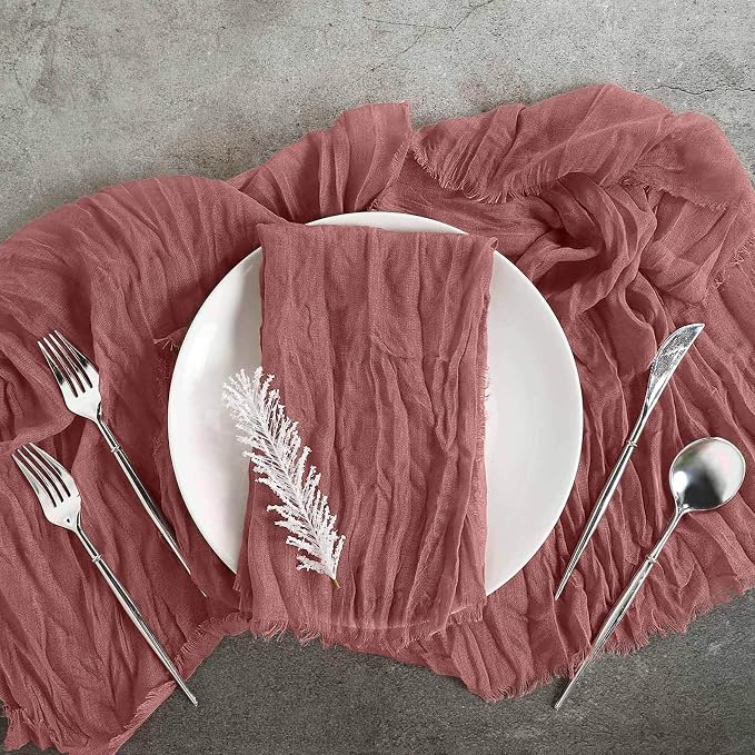 Efavormart 5 Pack 24"x19" Mauve Matte Gauze Cheesecloth Napkins, Vintage Cotton by efavormart