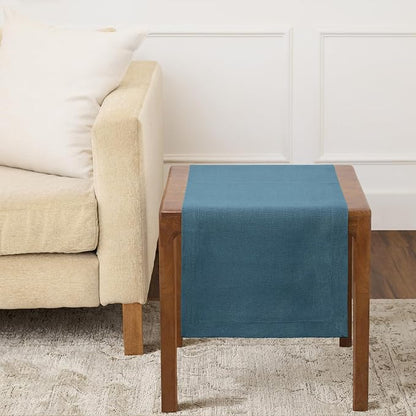 Solino Home 100% Linen Table Runner Peacock Blue Woven, Fete 14 x 36 in | Table by SolinoHome