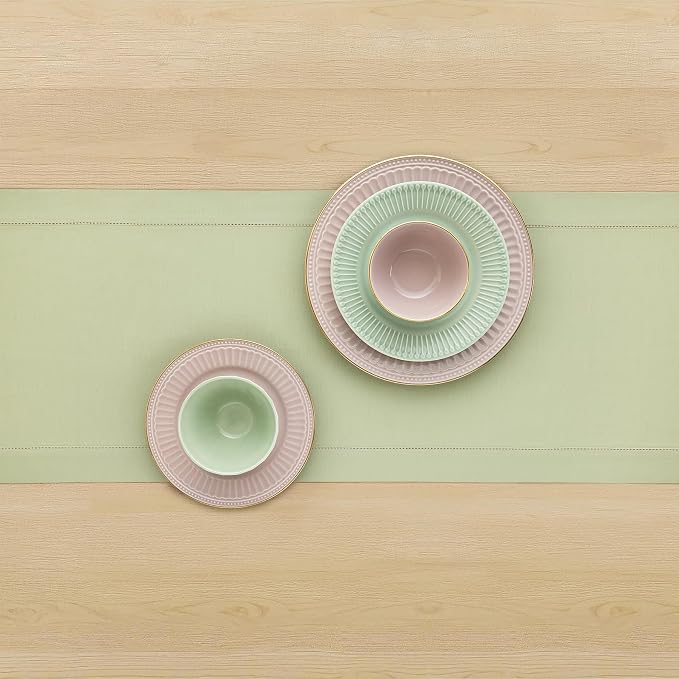 Solino Home Cotton Linen Table Runner Sage, Hemstitch Collection 14 x 90 in | - Image 3