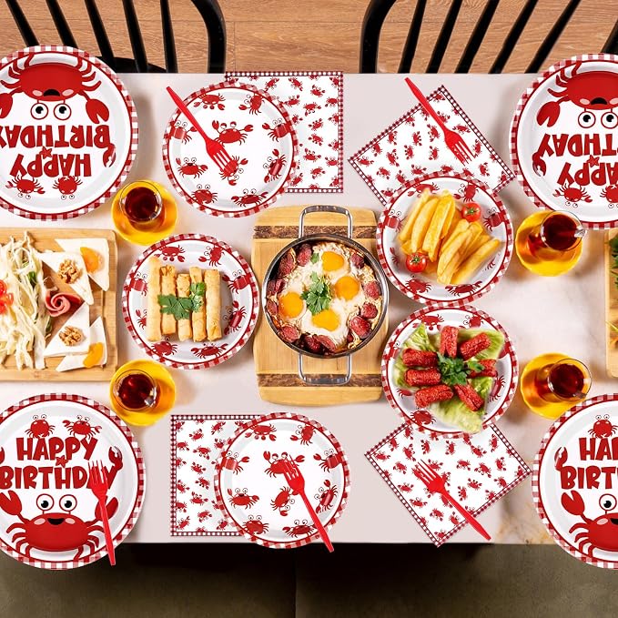 Grencian 96Pcs Crab Birthday Party Decorations, Serve 24 | Crab Plates and - Image 2