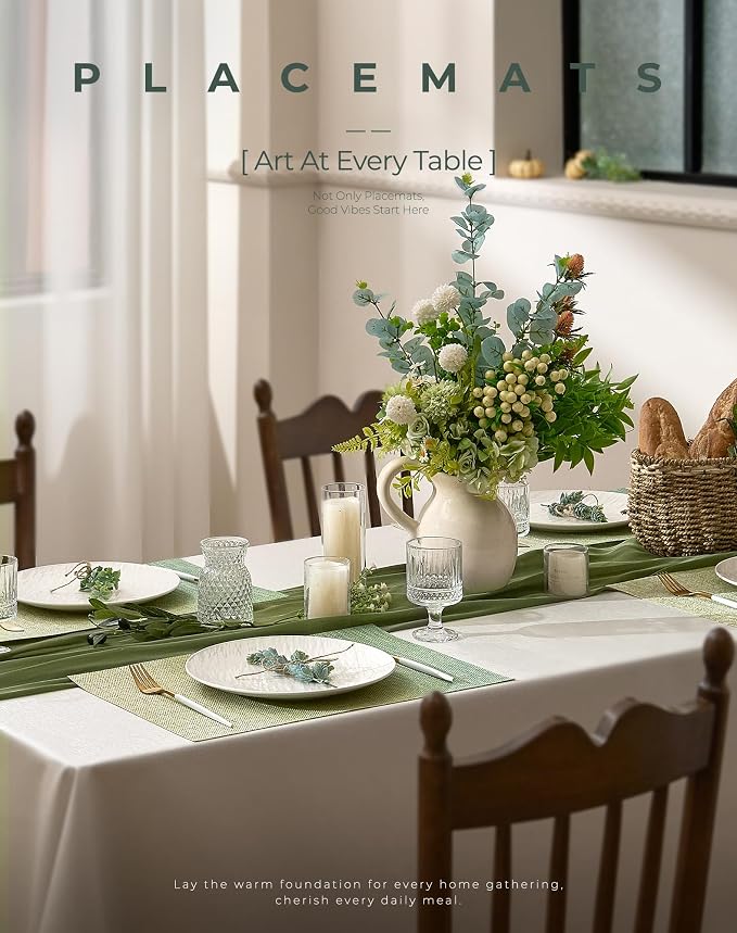 Leetaltree Gradient Green Woven Placemats Set of 8 - Image 2