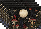 Mushroom Botanical Placemats Set of 4, Mushroom Plants Leaves Butterfly Place Mats, Moon Waterproof Washable Table Mats for Home Party Indoor Kitchen Dining Table Decoration 12x18 Inch