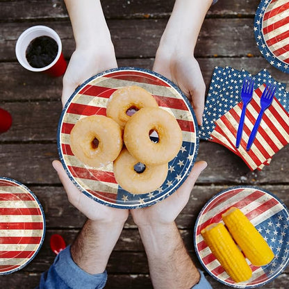 100 Pcs American Flag Party Supplies Set, Serves 25 – Disposable Patriotic - Image 4