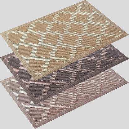 Elegant Placemats Vinyl Woven Heat-Resistant Placemats Set of 4 Washable Easy to Clean Table Mats for Dining Room and Decorate (Gold)