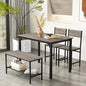 NAFORT Kitchen Table Set for 4, Industrial Dining Table with 2 Chairs & Storage Bench, Rustic Wood & Metal 4-Piece Dining Set for Small Space, Apartment, Kitchen & Dining Room
