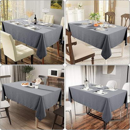 Smiry Rectangle Table Cloth, Waterproof Anti-Scratch Polyester Tablecloth, Decorative Washable Fabric Table Cover for Dining, Buffet, Parties and Outdoor, 60x84, Grey