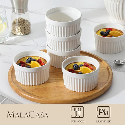 MALACASA Ramekins 10 oz Oven Safe, Porcelain Creme Brulee Ramekins Pudding - Image 3