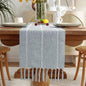 Wracra Rustic Linen Table Runner, Dusty Blue Table Runners 36 inches Long | by Wracra