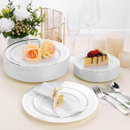 BESTSTAR 100PCS White Disposable Plastic Plates white plastic plates | - Image 6