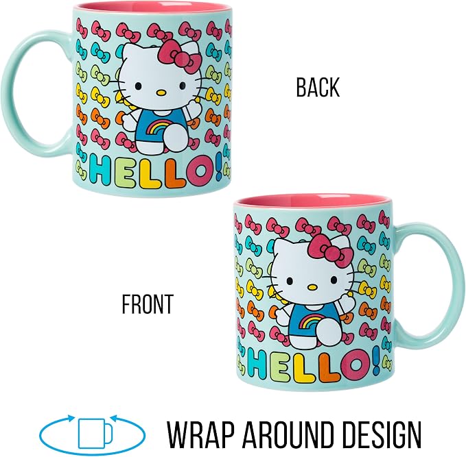 Silver Buffalo Sanrio Hello Kitty Rainbow Bows, Ceramic Mug, 20oz | 0.59 Liters - Image 6